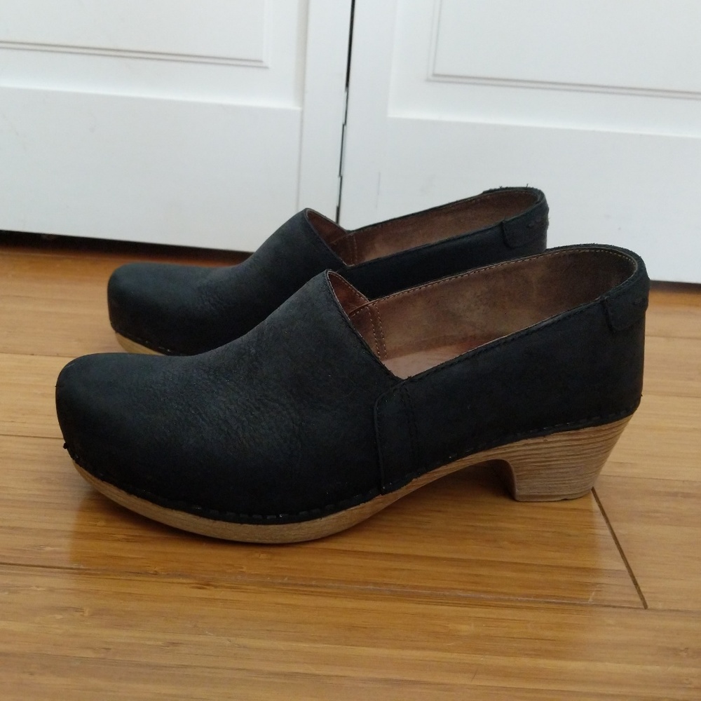 Black Suede Dansko Clogs
